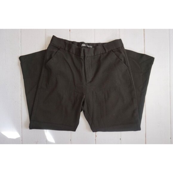 Zara Pants - Zara Black Trousers High Rise Cropped Work Pants, Size L